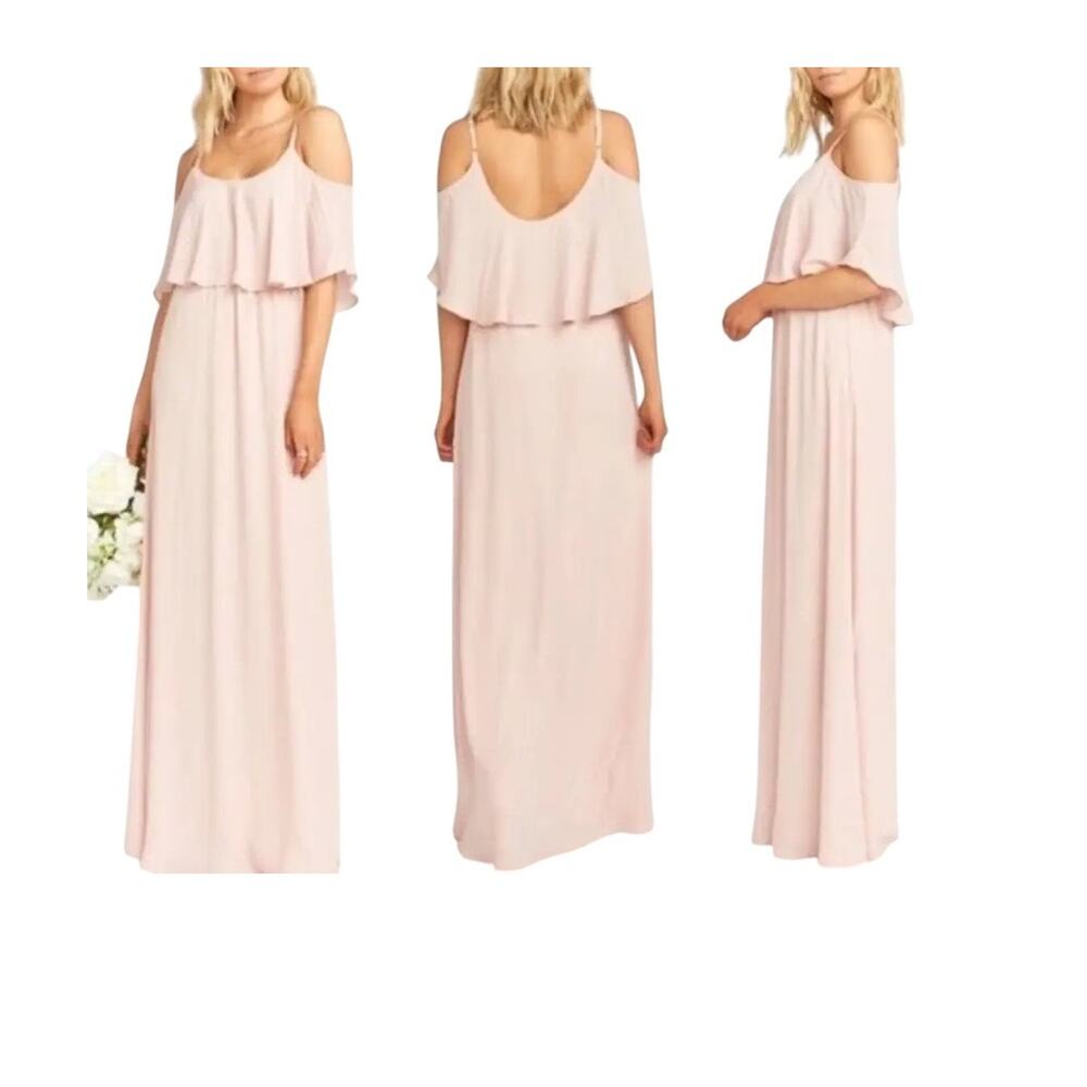 Show Me Your MuMu Caitlin Ruffle Chiffon Maxi Dress Dusty Blush Size XS